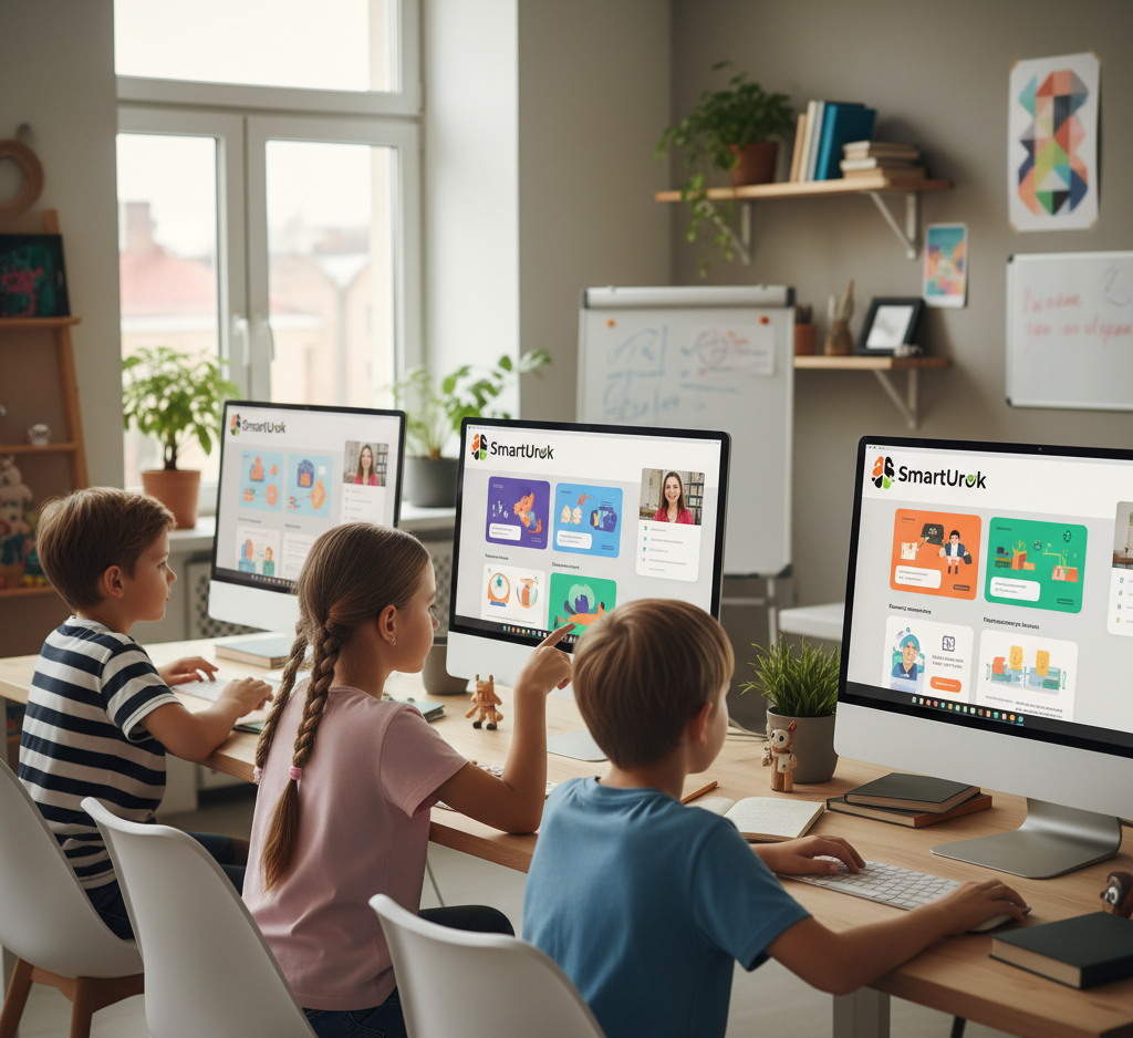 Дети учатся в онлайн-школе SmartUrok